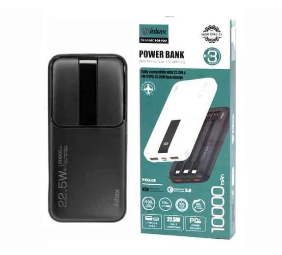 INKAX CARGADOR PORTATIL 10,000MAH / POWERANK TIPO C / COLOR NEGRO